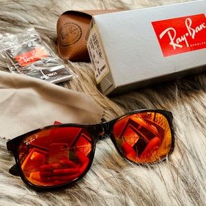 NEW Authentic Polarized Ray-Bans Red Sunglasses